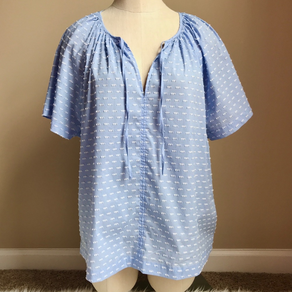 NWT Gap Clip Dots Blue Short Sleeve Blouse